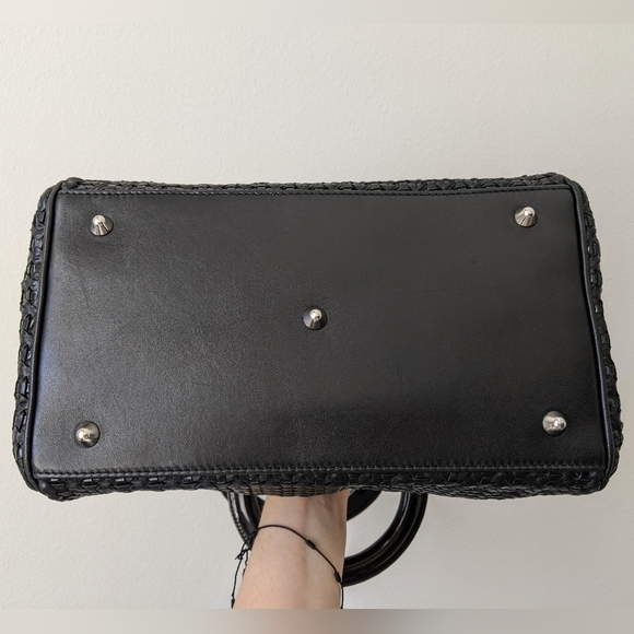 Christian Dior Black Woven Leather Medium Soft Lady Dior Tote Bag - Picture 6 of 16